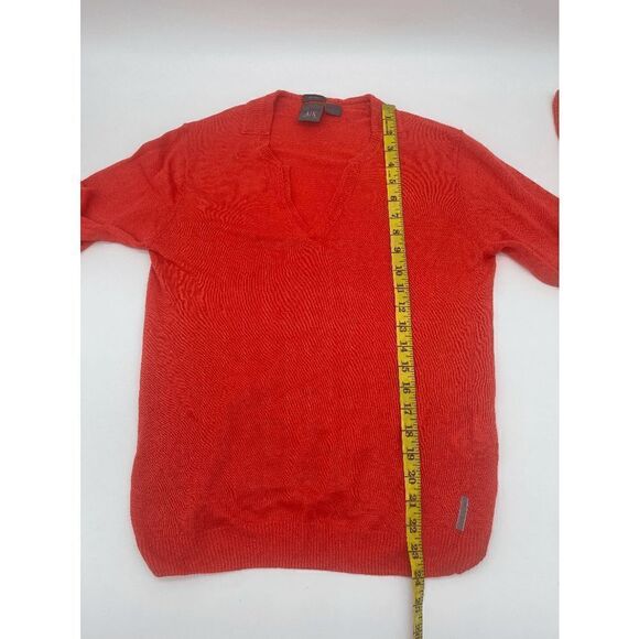 AX Armani Exchange Linen Top V Neck Long Sleeves Collared Sz S Orange - Picture 7 of 12